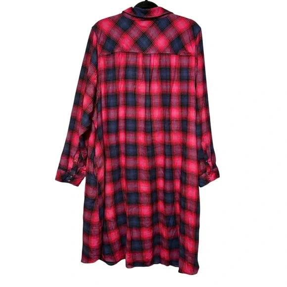 TORRID Plaid Cotton Flannel Long Sleeve Button Down Knee Length Shirt Dress - Picture 6 of 12